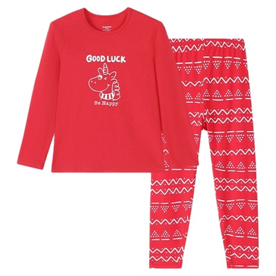 12岁本命年马年男童红色睡衣套装