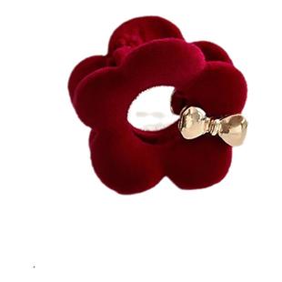 气质植绒花朵抓夹边夹百搭刘海夹顶夹红色2025新款发夹前额半扎发