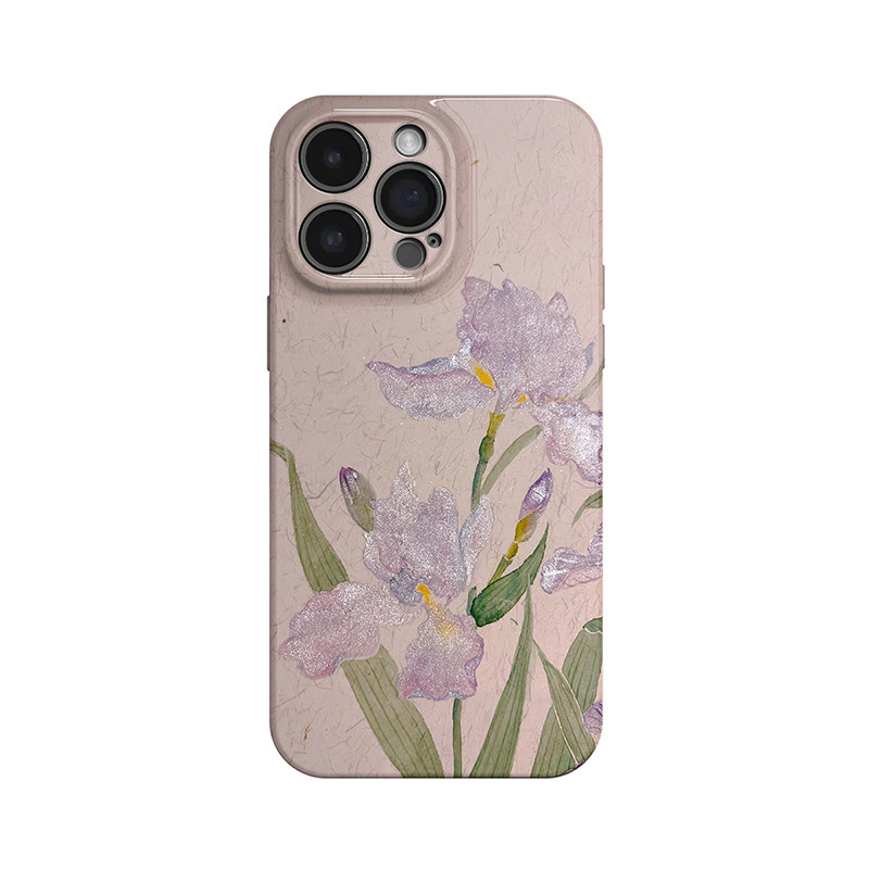 鸢尾~水墨适用iPhone16promax苹果14手机壳小米15华为pura70pro中国风mate60复古oppofindx8荣耀300vivox100