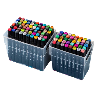 水彩笔收纳盒装马克笔盒子桌面透明笔筒铅笔文具手账胶带储物盒