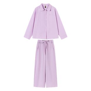 AR纯色可外穿家居服套装2026春秋四季睡衣长袖长短裤AlmondRocks