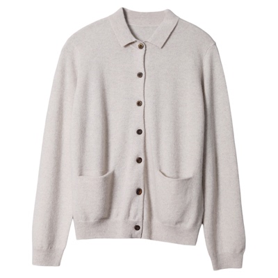 女士针织保暖翻领开衫外套