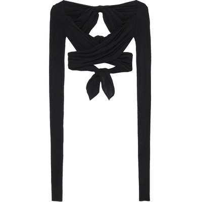 IT长袖上衣镂空交叉系结