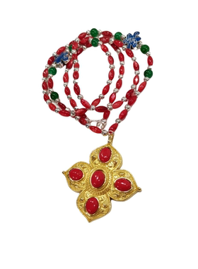 藏式吊坠藏族饰品挂件配饰首饰藏装配饰镀金不掉色镶嵌挂坠子