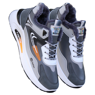 冬季棉鞋男新款加绒加厚运动鞋潮流百搭厚底防滑休闲鞋男士跑步鞋