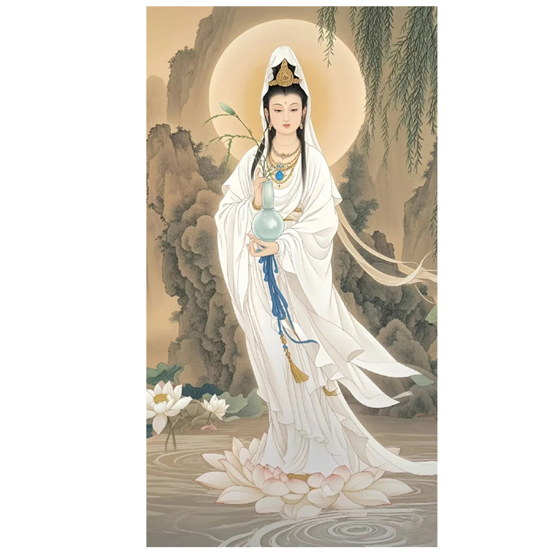 观音菩萨十字绣2026新款线绣家用供奉佛像客厅过道玄关简单手工绣