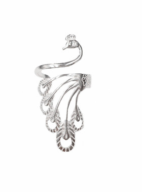 999纯银复古凤凰长款孔雀女戒指