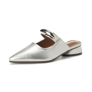 真皮百搭包头半拖鞋女鞋子外穿2026新款春夏一脚蹬晚晚风温柔单鞋