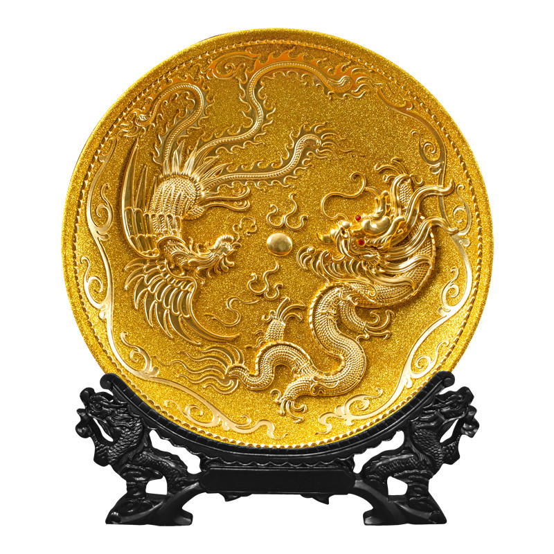 祥龙客厅新中式摆件漆线雕工艺品