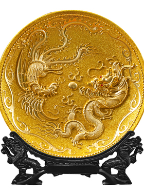 祥龙客厅新中式摆件漆线雕工艺品