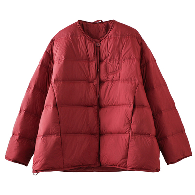 轻薄中长款羽绒服女白鸭绒外套