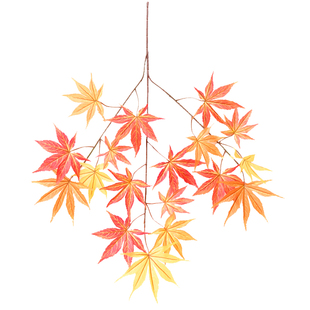 仿真枫树叶红枫叶绿枫树枝假树叶装饰植物秋季黄色塑料大叶子绿植