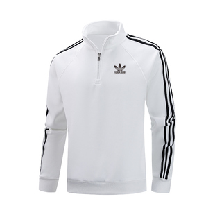 奥特莱斯2025秋冬季纯棉运动卫衣男立领三条杠套头衫打底衫外套女