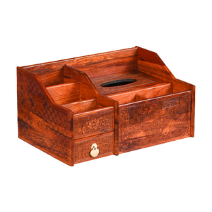 巴里黄檀纸巾盒红木新中式抽纸盒客厅木质餐厅多功能遥控器收纳盒