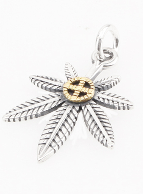 925纯银男女镀金枫叶羽毛吊坠