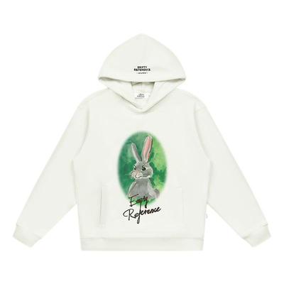 休闲白色连帽长袖卫衣