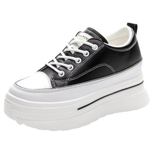 2025新款秋内增高女鞋8cm小个子厚底百搭超火松糕单鞋高跟小白鞋