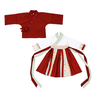 儿童明制汉服男童春秋款女宝男童套装古装中式古风唐装汉服表演服