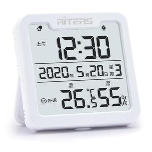 瑞特斯电子温湿度计家用室内婴儿房高精度温度表带时间日期闹钟