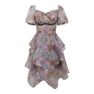 LULUALWAYS【静谧绮梦园】夏季新款优雅不规则裙摆仙女裙连衣裙