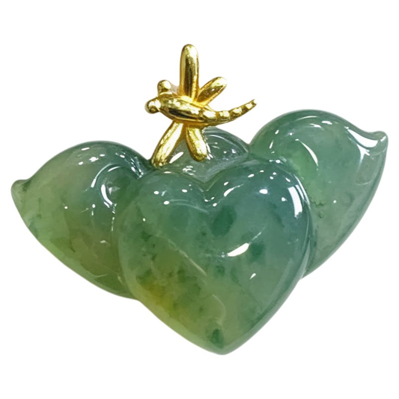 翠贵人冰糯飘花黄翡18K爱心吊坠
