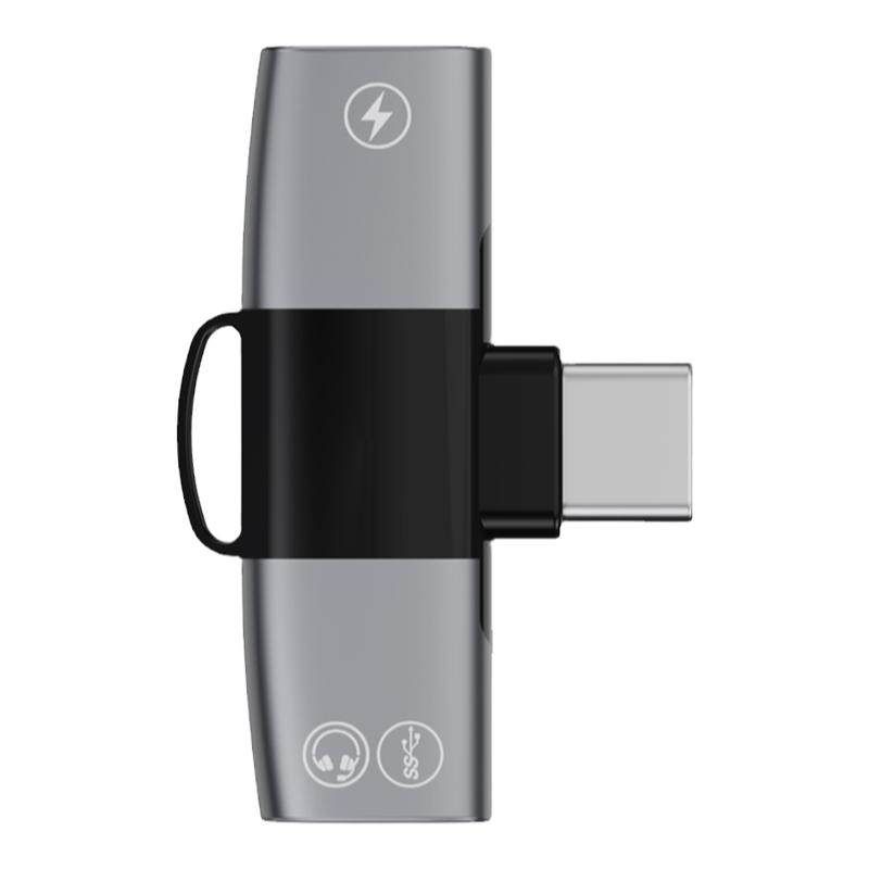 二合一otg转接头typec转双C口迷你随身便携适用iPhone苹果15华为小米充电传输多功能转换器耳机手机平板通用