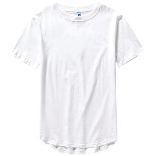 ins高街比伯同款t恤男短袖宽松潮牌圆弧下摆纯棉打底衫纯色蝙蝠衫