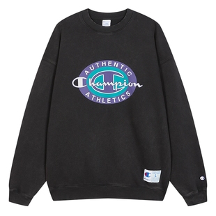 小鬼王琳凯同款Champion冠军圆领卫衣男2025冬季新款潮牌复古印花