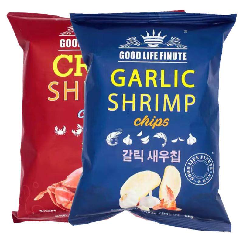 韩国进口趣莱福网红大包装虾片蒜味蟹片薯片240g/82g膨化零食小吃
