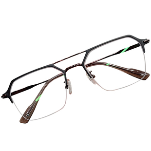 复古高级感双梁眼镜男款近视眼睛可配度数散光超轻半框防蓝光镜架