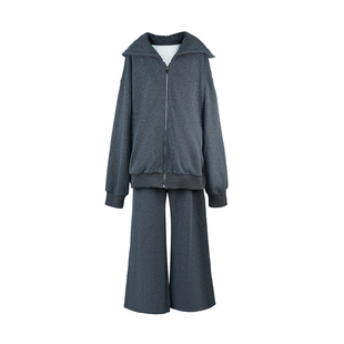 YEXIAOTING叶小婷 市井答案 学院风灰色撒银卫衣三件套慵懒风