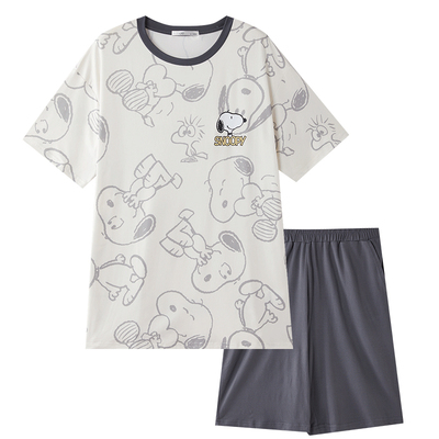 Gukoo/果壳Gukoo/果壳睡衣男夏款史努比系列短袖男款家居服套装