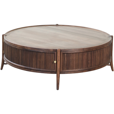 意式风极简北美黑胡桃木圆形茶几