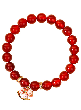 许妍同款正品马年本命年女款招财小马手链红玛瑙手串单圈生日礼物