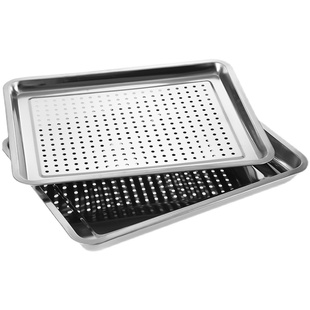 不锈钢漏盘长方形茶盘托盘家用饺子沥水盘商用油炸沥油盘蒸饭盘子