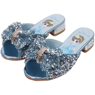 儿童高跟凉鞋夏季小公主鞋子中大童防滑软底沙滩鞋女童夏天凉拖鞋