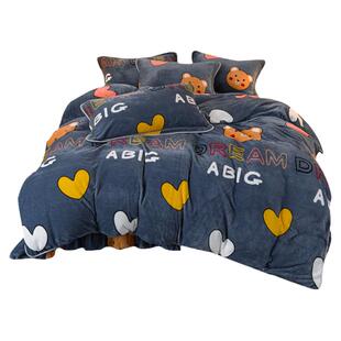 冬季牛奶珊瑚绒四件套1米35床儿童床笠款加厚保暖法兰绒双人被套