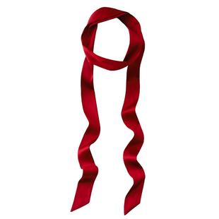 纯大红色中国红长条小丝巾女扎头编发带绑包缎带脖饰领带丝带飘带