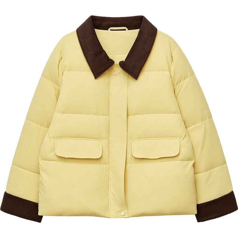 DM100撞色翻领短款羽绒服