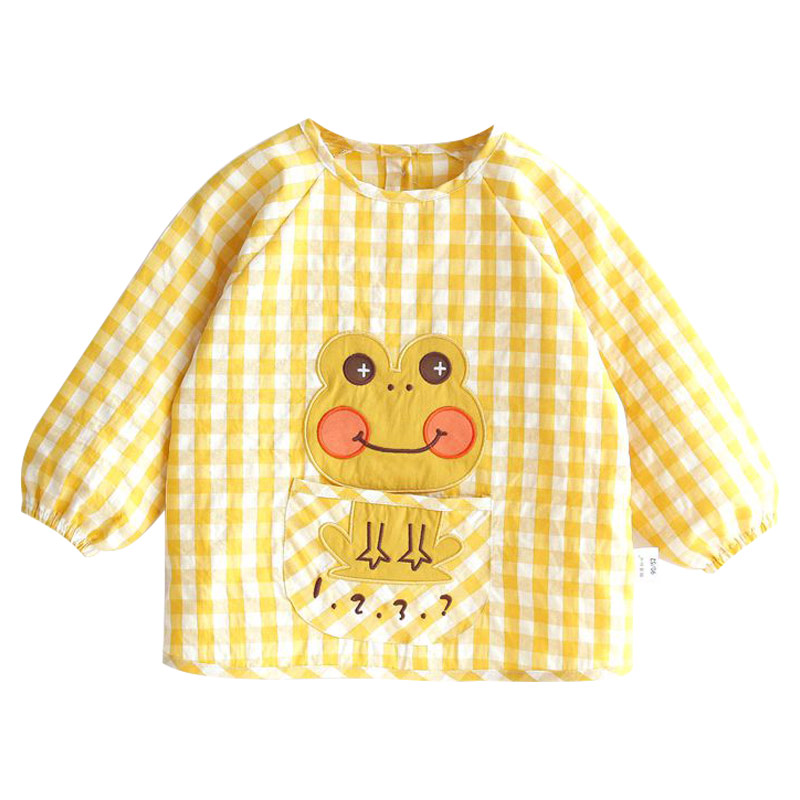 纯棉薄款防脏卡通风幼儿园反穿衣