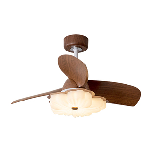 法式复古卧室风扇灯现代中古奶油风新款花瓣创意个性书房风扇灯