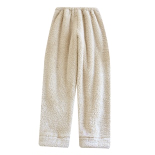 羊羔绒睡衣男女秋冬季珊瑚绒加厚加大码保暖休闲可外穿家居服睡裤