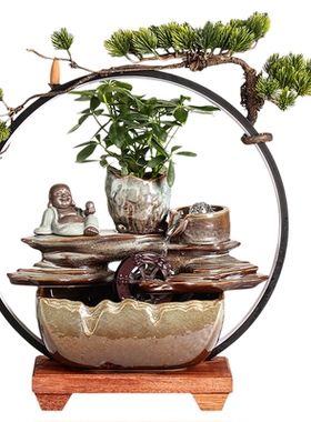 中式风创意礼品室内景观流水摆件