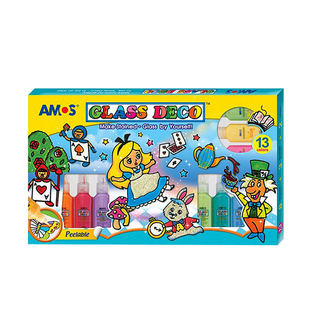 AMOS韩国进口儿童免烤胶画颜料画手工画益智DIY玻璃画涂鸦画套装