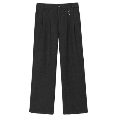 加厚加绒毛呢裤男直筒宽松休闲