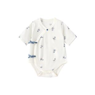 babylove婴儿包屁衣春夏款初生宝宝7分袖三角哈衣纯棉新生儿衣服