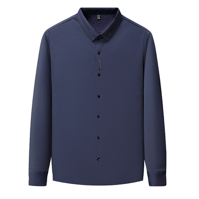 雅戈尔男士长袖衬衫加绒加厚条纹