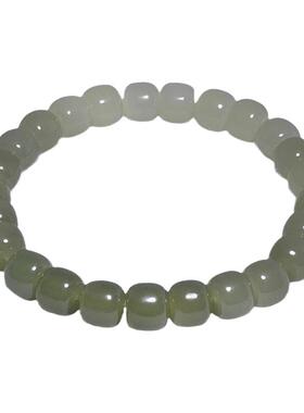 天然和田玉老型桶珠手链