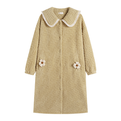 秋冬季加绒睡袍甜美少女家居服