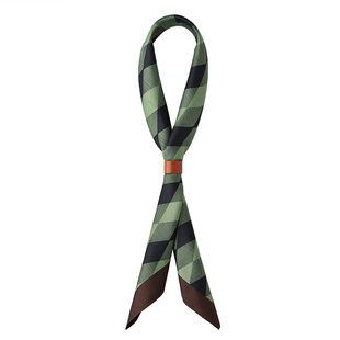 菱形格子Vintage男士丝巾日系复古领巾设计感方巾柔软小围巾